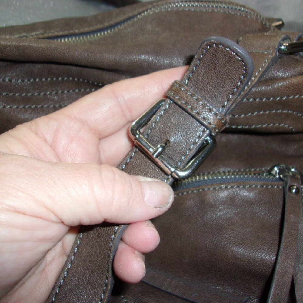 E-95 SORIAL (NEW YORK) BROWN LEATHER SHOULDER BAG - Picture 5 of 16